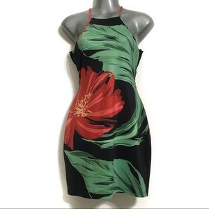 Windsor Green & Red  Floral Mini Dress Medium